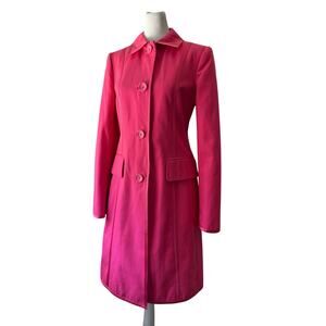 Vintage ‘04 Banana Republic Dark Pink Longline Button Front Collared Jacket